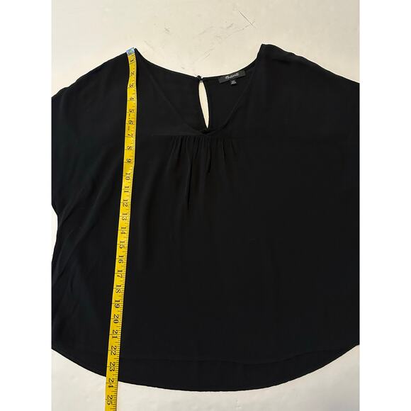 Madewell Women’s Size XXS Rhyme Top V Neck Blouse Black Relaxed Fit Short Sleeve - Picture 4 of 7